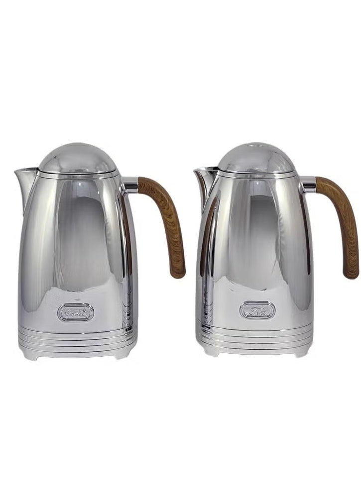 Homemaker Premium 2-Piece Silver Stainless Steel Flask Set – 1L Insulated Thermos Duo for Hot & Cold Drinks | Sleek, Leak-Proof & Durable | Made in Turkey  - Image 3