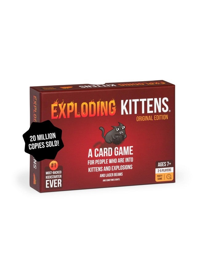 Exploding Kittens LLC Exploding Kittens Original Edition - Hilarious Game for Family Game Night - Funny Card Games for Ages 7 and Up - 56 Cards - 2-5 Players - 15 Minutes of Play  - Image 1