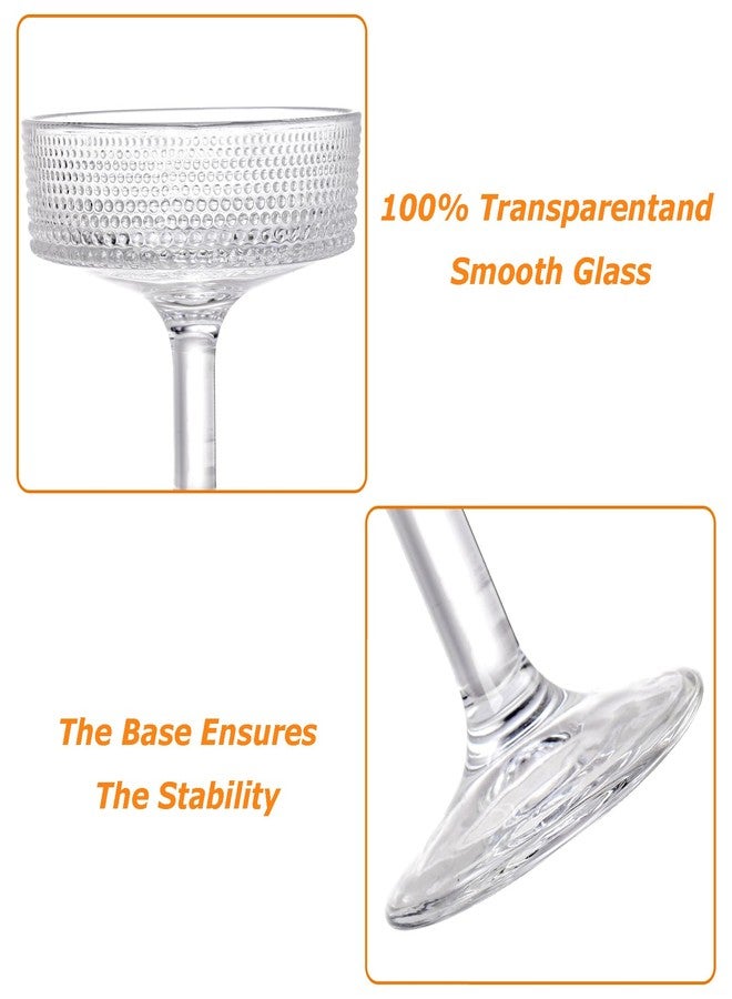 طقم أكواب كوكتيل من 6 قطع من زووفوكس، سعة 7 أونصات، بتصميم كلاسيكي، أكواب مارتيني كريستالية بساق، طقم أكواب مشروبات منقوشة مناسبة لمشروبات الإسبريسو مارتيني، والكوزموبوليتان، والمانهاتن، والجيميلت. - Image 4