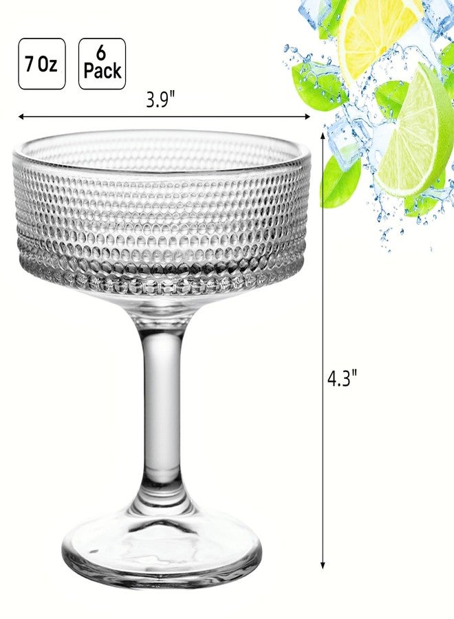 طقم أكواب كوكتيل من 6 قطع من زووفوكس، سعة 7 أونصات، بتصميم كلاسيكي، أكواب مارتيني كريستالية بساق، طقم أكواب مشروبات منقوشة مناسبة لمشروبات الإسبريسو مارتيني، والكوزموبوليتان، والمانهاتن، والجيميلت. - Image 2