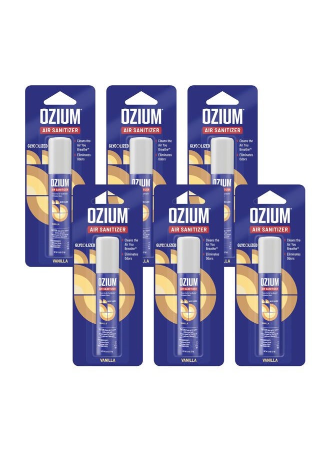 Ozium 0.8 oz. Air Sanitizer & Odor Eliminator for Homes, Cars, Offices and More, Vanilla Scent, Pack of 6 - Image 1