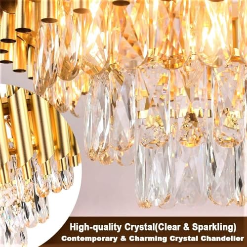 Desidiya Modern Crystal Pendant Light Golden Round Ceiling Light Fixture for Living Room and (Antique, 4Tier 500mm) and 3 Colors Led Plate Included Warm White, Natural Light, Golden Light (500MM) - Image 4