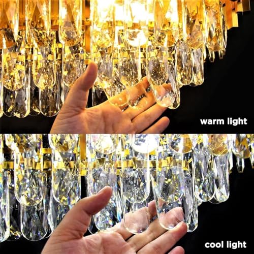 Desidiya Modern Crystal Pendant Light Golden Round Ceiling Light Fixture for Living Room and (Antique, 4Tier 500mm) and 3 Colors Led Plate Included Warm White, Natural Light, Golden Light (500MM) - Image 3