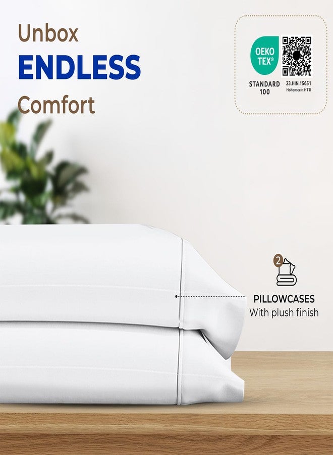 THREAD SPREAD 100% Egyptian Cotton Pillow Cases - 1000 Thread Count Pillow Cases Queen/Standard Size Set of 2, Soft & Breathable Extra Long Staple Sateen Weave Cotton Pillow Covers for Bed - White - Image 3