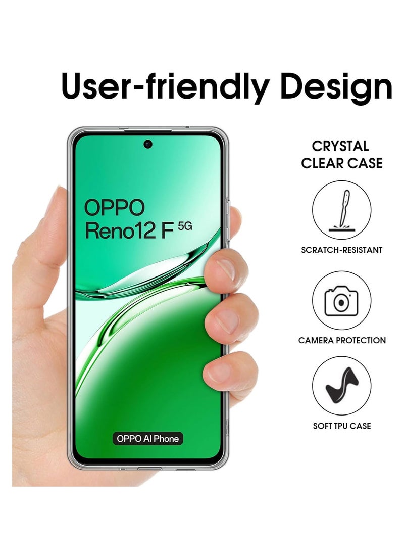 ماركة غير محددة - Clear Case Compatible with OPPO Reno 12F 5G Cover, Crystal Transparent Anti-Scratch Case, Shockproof Slim Soft Silicone TPU Protective Case - Image 1