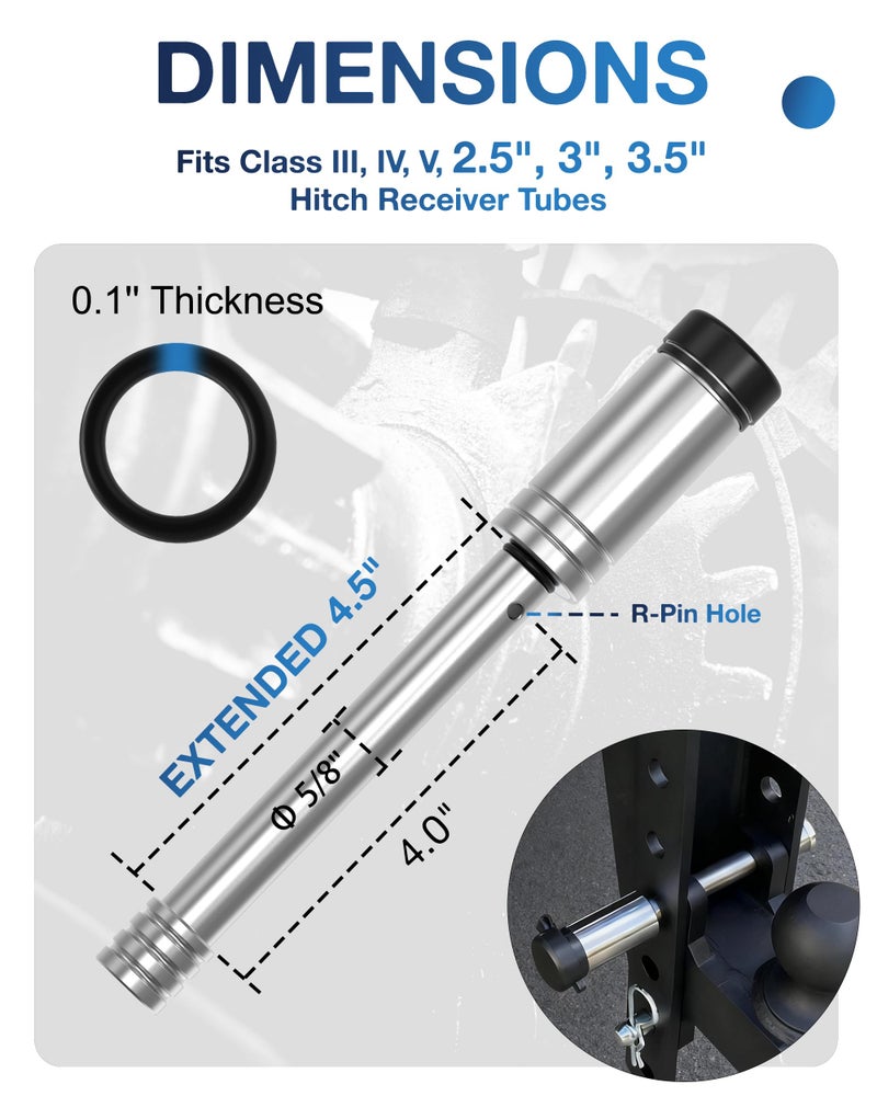 TOPICK 5/8" Trailer Hitch Lock with Extra Long 4-1/2" Span, Stainless Steel Hitch Lock Pin, 2" & 2.5" & 3" Receiver Lock, Truck Locking Hitch Pin, Towing Accessories - Image 2