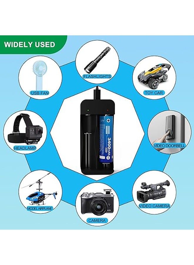 Universal 18650 18650 Rechargeable Battery Charger, Dual Slot USB Lithium Battery Charger with Cable, 2-slot Smart Battery Charger for 18650 Rechargeable Batteries(No Battery) - Image 4