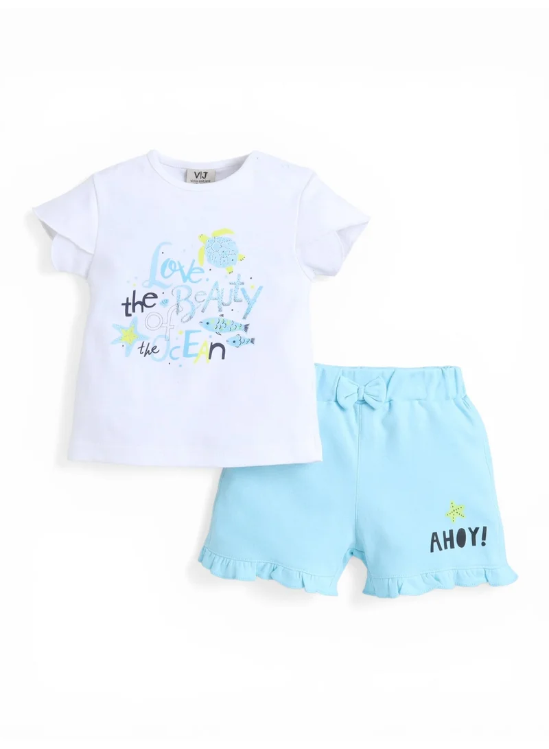 Victor And Jane Infant Girls’ 2-Piece Set – “Fun & Pretty” Graphic Tee & Shorts