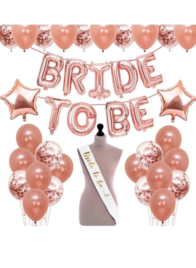 Bridal Shower Decorations Kit - Large 49 Pcs, Rose Gold Balloons For Decoration | Bride to Be Decoration Set Combo | Bachelorette Party Decorations | Confetti, Foil Balloons For Decoration - Image 1