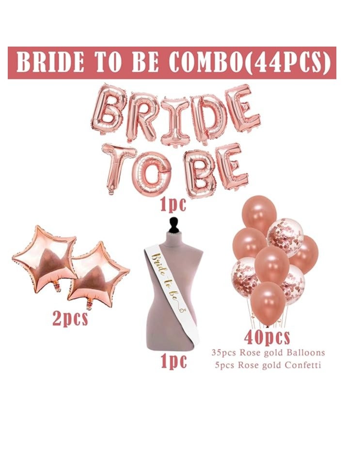 Bridal Shower Decorations Kit - Large 49 Pcs, Rose Gold Balloons For Decoration | Bride to Be Decoration Set Combo | Bachelorette Party Decorations | Confetti, Foil Balloons For Decoration - Image 2