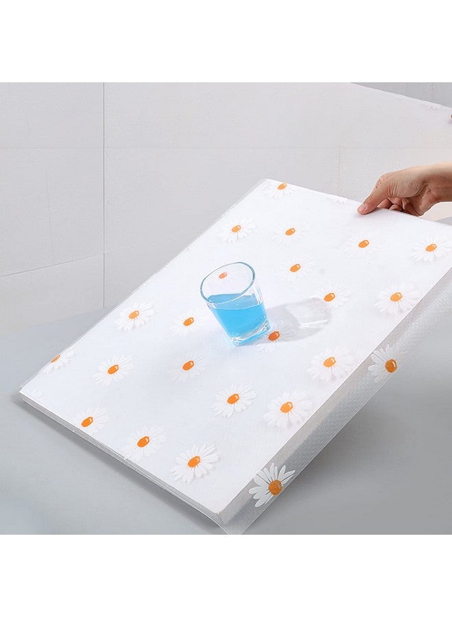 Wolpin Anti-Slip Floral Kitchen Cabinet Drawer Shelf Mat Liner Sheets (45cmx3m, Pack of 1 Roll, Ethylene Vinyl Acetate, Transparent, White Daisy) For Bathroom, Fridge Mat Textured Multipurpose - Image 5