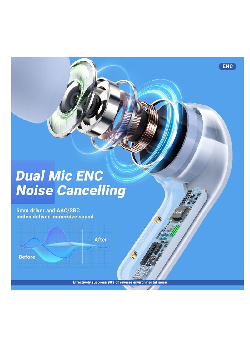 ksluxirt New Bluetooth headset acrylic transparent wireless headset LED digital display touch operation high-fidelity sound quality Type-C Fast charge compatible with iOS/Android sports music games suitable for gift selection  - Image 2