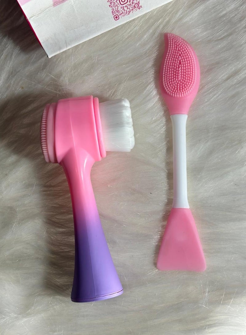Generic maya accessories face Brush - Manual Facial Cleansing, 1Pcs Double Side Skin Care Facial Cleaning Brush,with Silicone Face Mask Brush And Mud Mask Applicator (2PCS) - Image 1