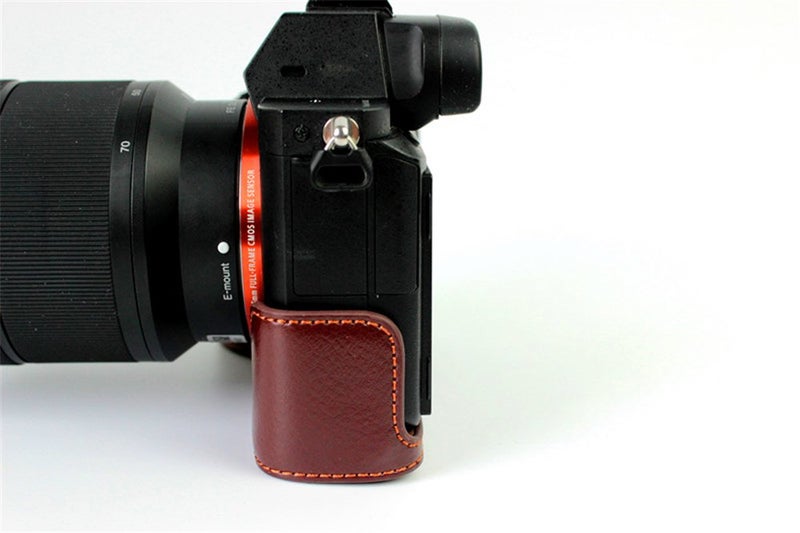 BolinUS Sony A7 Case, BolinUS Handmade Genuine Real Leather Half Camera Case Bag Cover for Sony Alpha A7 A7R A7S Bottom Opening Version + Hand Strap -Coffee - Image 5