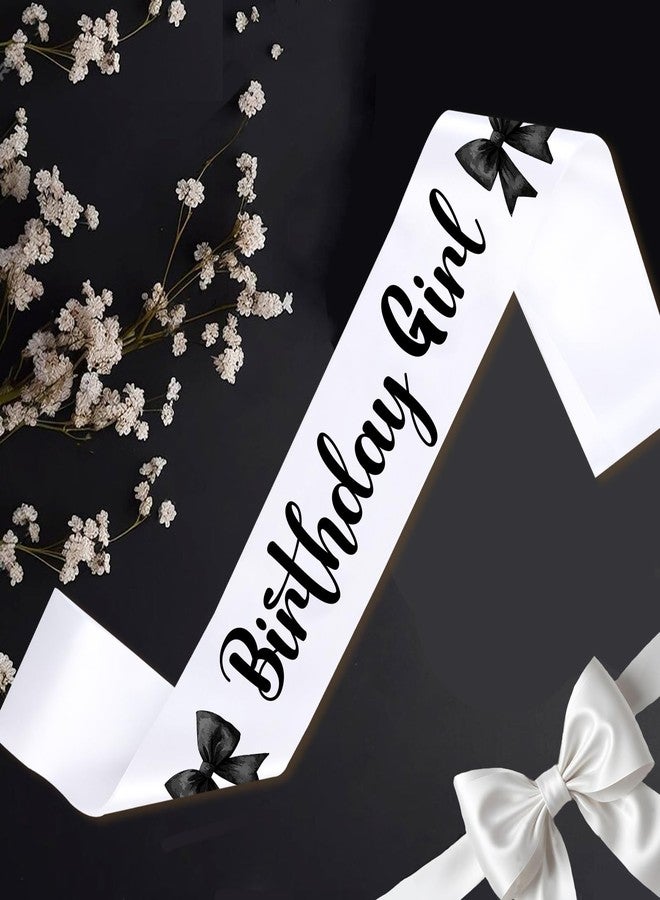 Blisstock Black Bow Birthday Sash Black Bow Birthday Party Decorations Birthday Girl Birthday Sash Satin Sash Black Satin Bow Decorfor Girls Women Sweet 16th 18th 21st 30th 40th 50th Birthday Party Supplies - Image 2