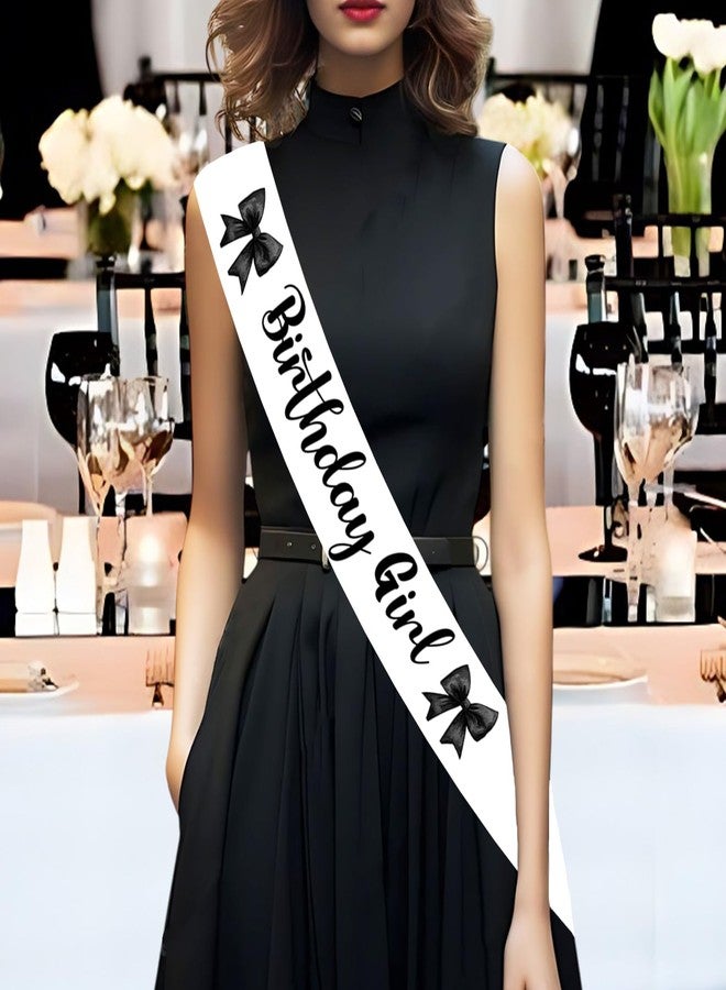 Blisstock Black Bow Birthday Sash Black Bow Birthday Party Decorations Birthday Girl Birthday Sash Satin Sash Black Satin Bow Decorfor Girls Women Sweet 16th 18th 21st 30th 40th 50th Birthday Party Supplies - Image 3