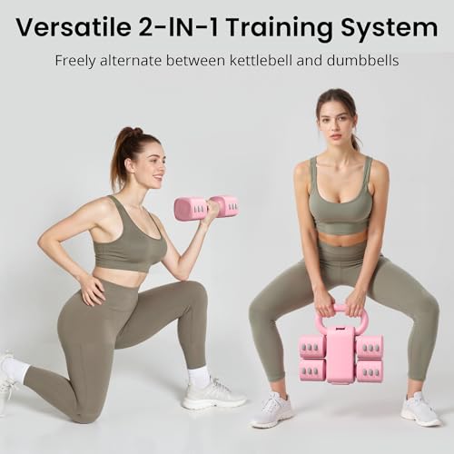 RYGEO 2-in-1 Adjustable Dumbbell Set for Women - 4 Levels (2.2lbs to 12.1lbs) - Home Gym Weights for Women at Home - Fitness Dumbbells - Image 3