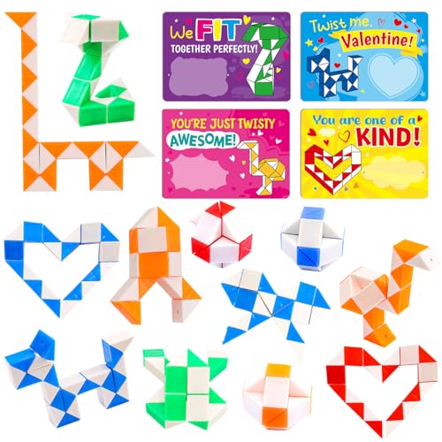 WorldBazaar 24 Sets Valentines Cards with Snake Cubes for Kids Valentine Fidget Toys with Cards for Valentine Classroom Exchange Prizes Goodie Bag Stuffers Valentines Party Favors - Image 5