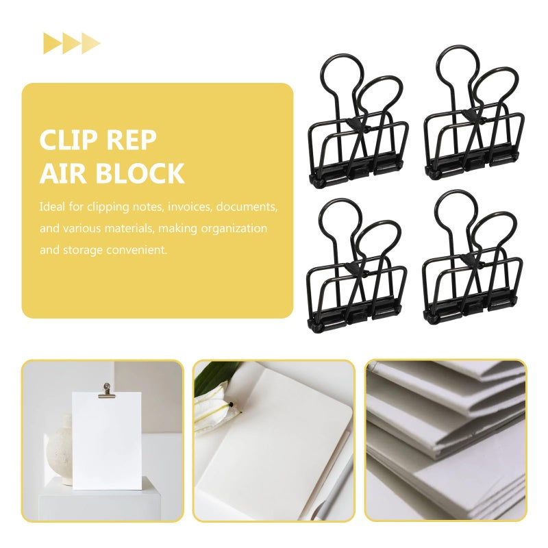 Medium Black Hollow Out Metal Binder Clips 10pcs Long Tail for Office School Document Organization - Image 4