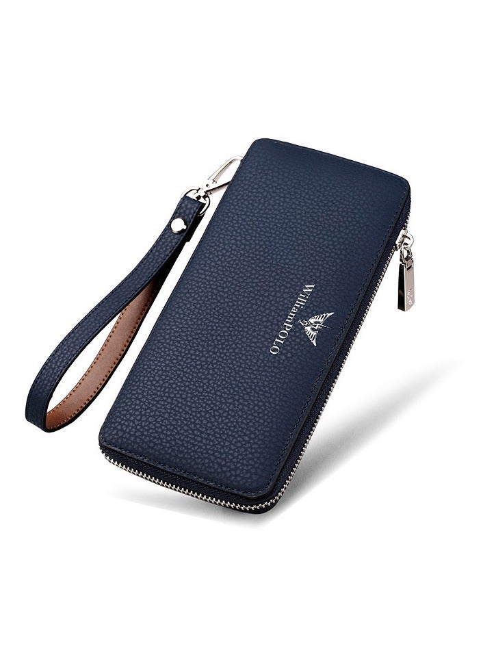 ويليامبولو WilliamPolo محفظة الرجال نقل طويل فيلم جلد البقر محفظة جلد نقي متعددة البطاقات متعددة الاستخدامات محفظة جلد المقابض - Image 1