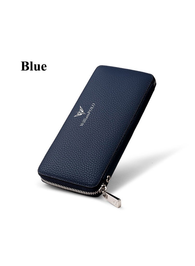 ويليامبولو WilliamPolo محفظة الرجال نقل طويل فيلم جلد البقر محفظة جلد نقي متعددة البطاقات متعددة الاستخدامات محفظة جلد المقابض - Image 3