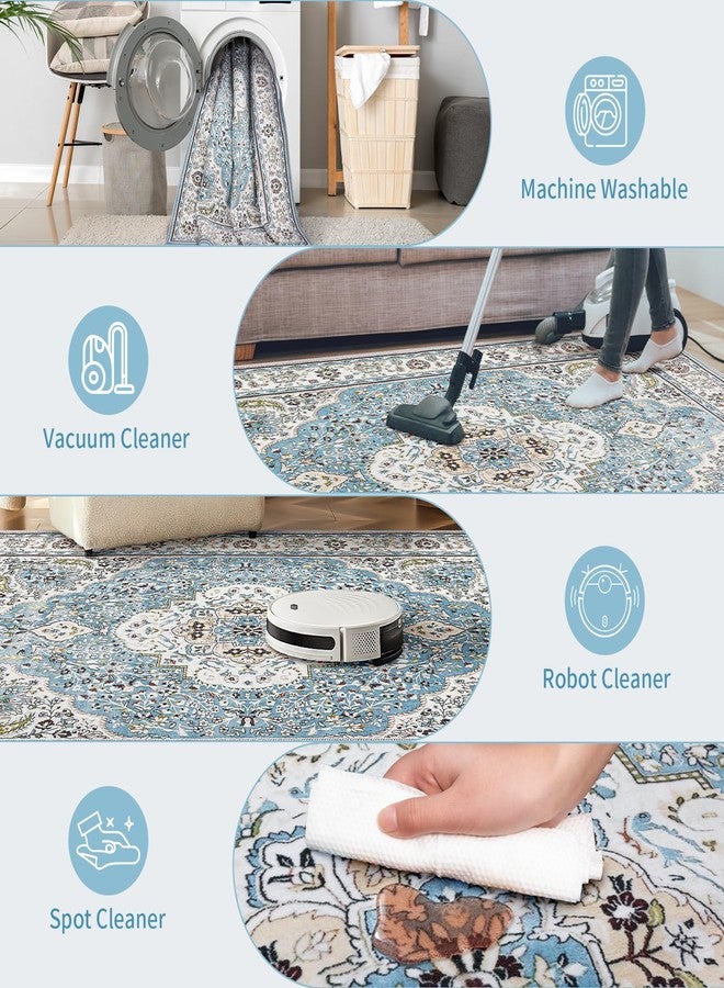 Ciicool Washable Vintage Area Rug, 2x3ft Small Boho Rug, Ultra Soft Rugs for Entryway, Non-Slip Entry Rugs Oriental Low-Pile Indoor Mat Floor Carpet for Entrance Bedroom Kitchen Bathroom Foyer Decor - Image 4