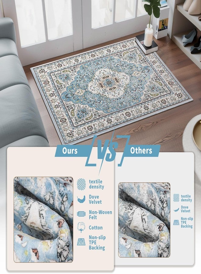 Ciicool Washable Vintage Area Rug, 2x3ft Small Boho Rug, Ultra Soft Rugs for Entryway, Non-Slip Entry Rugs Oriental Low-Pile Indoor Mat Floor Carpet for Entrance Bedroom Kitchen Bathroom Foyer Decor - Image 5