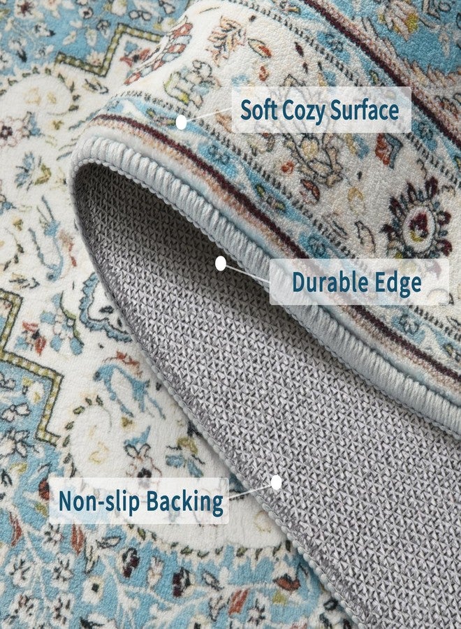 Ciicool Washable Vintage Area Rug, 2x3ft Small Boho Rug, Ultra Soft Rugs for Entryway, Non-Slip Entry Rugs Oriental Low-Pile Indoor Mat Floor Carpet for Entrance Bedroom Kitchen Bathroom Foyer Decor - Image 3