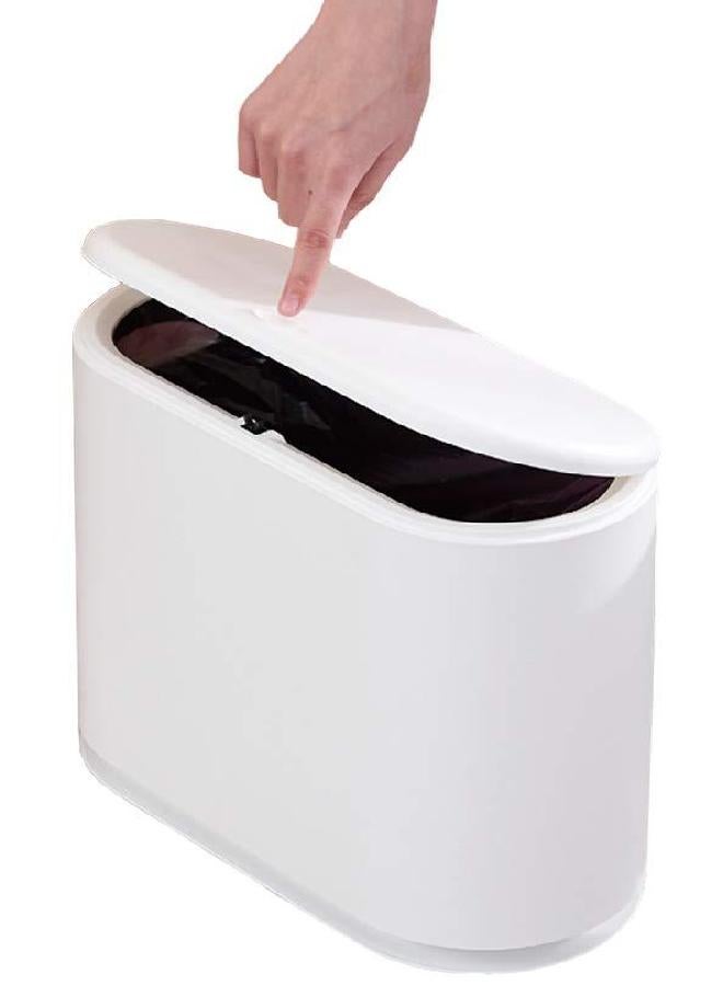 Sooyee 10 Liter Rectangular Plastic Trash Can Wastebasket with Press Type Lid,2.4 Gallon Garbage Container Bin for Bathroom,Powder Room,Bedroom,Kitchen,Craft Room,Office (Cream White) - Image 2