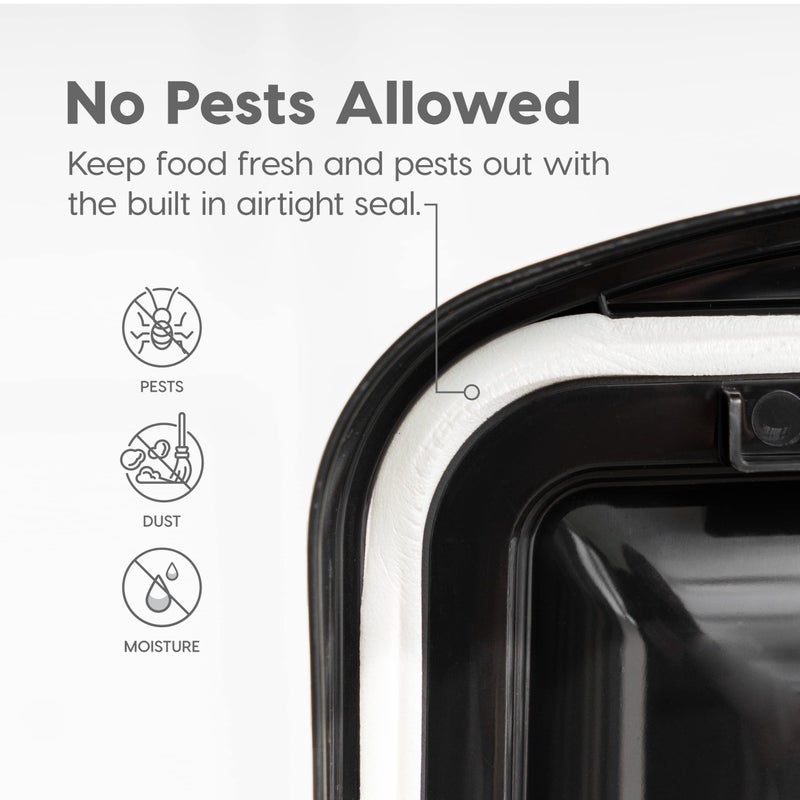 IRIS USA WeatherPro Airtight Dog Food Storage Container, Up to 25 lbs, Removable Wheels, for Dog Cat Bird and Other Pet Food Storage Bin, Keep Fresh, Translucent Body, Clear/Black - Image 5