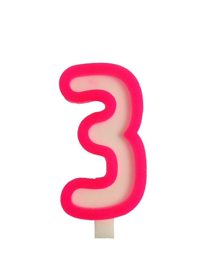 Funcart Funcart Pink and White Numerical 3 Style Candle for 3rd Birthday DecorationCake TopperCake DecorationBirthday Decoration  - Image 1