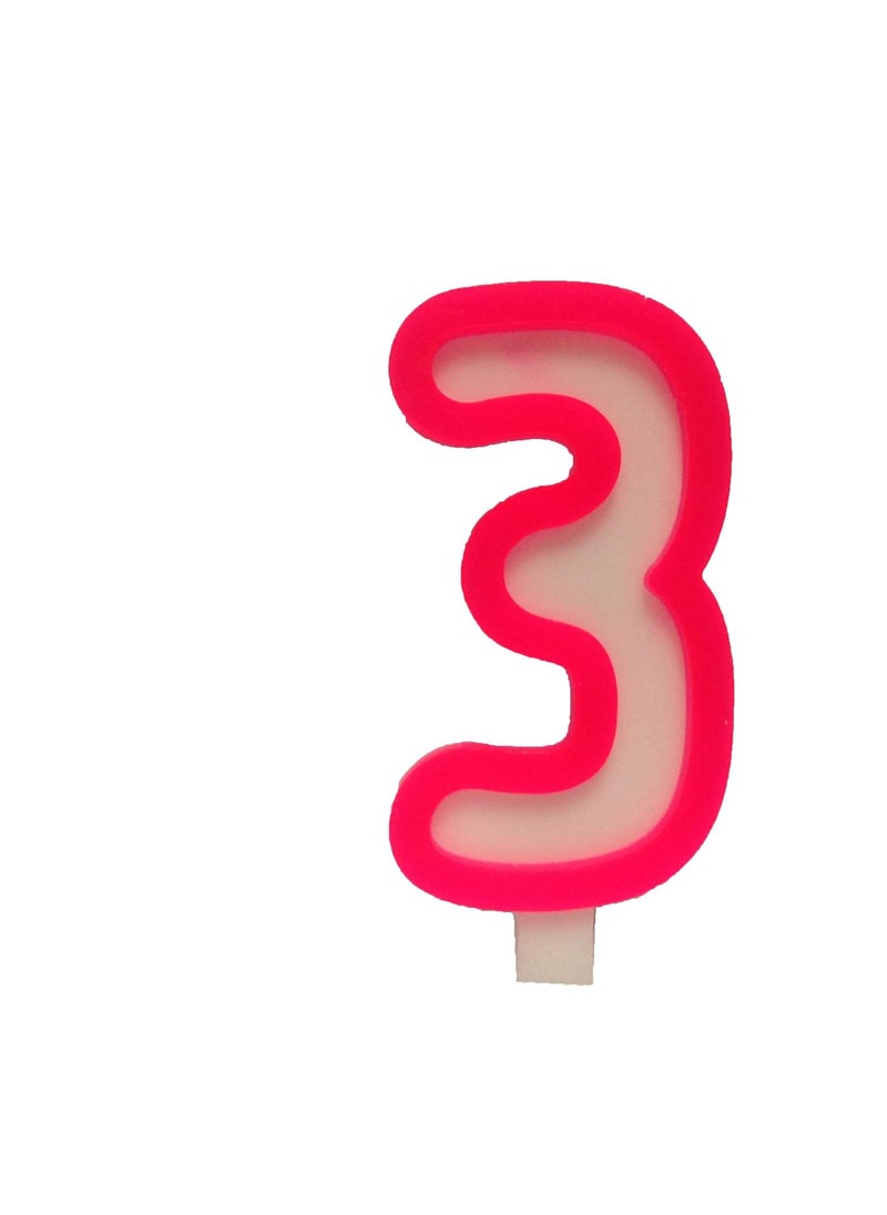 Funcart Funcart Pink and White Numerical 3 Style Candle for 3rd Birthday DecorationCake TopperCake DecorationBirthday Decoration  - Image 2