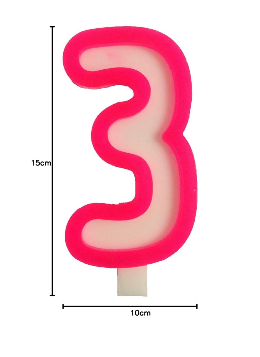 Funcart Funcart Pink and White Numerical 3 Style Candle for 3rd Birthday DecorationCake TopperCake DecorationBirthday Decoration  - Image 3