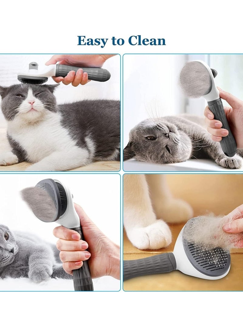 Self Cleaning Cat Dog Grooming Brush, Shedding Removal Tool for Short-Medium-Long Hair Pets(Grey) - Image 2