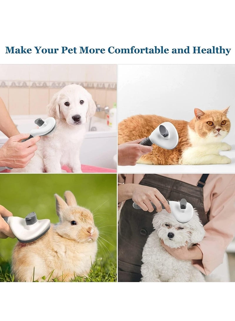 Self Cleaning Cat Dog Grooming Brush, Shedding Removal Tool for Short-Medium-Long Hair Pets(Grey) - Image 3