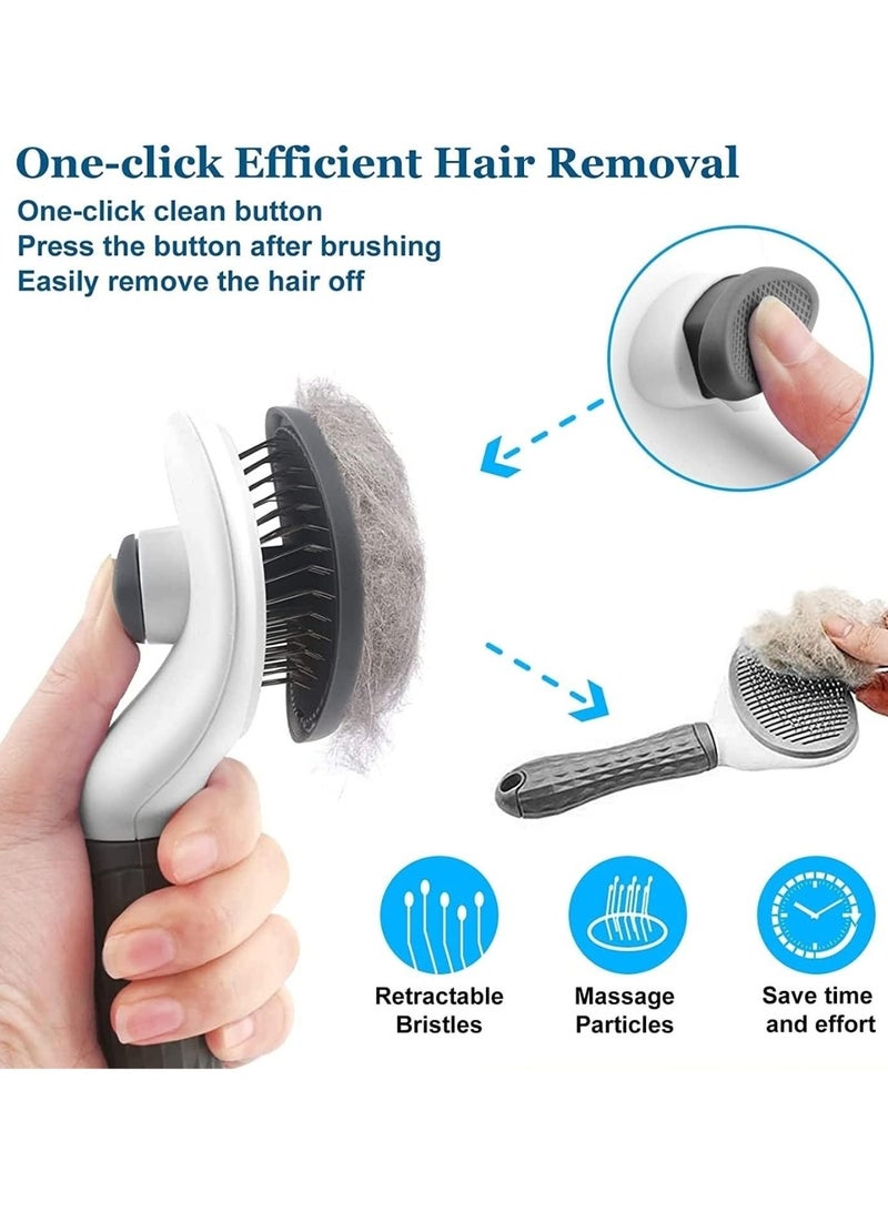 Self Cleaning Cat Dog Grooming Brush, Shedding Removal Tool for Short-Medium-Long Hair Pets(Grey) - Image 5