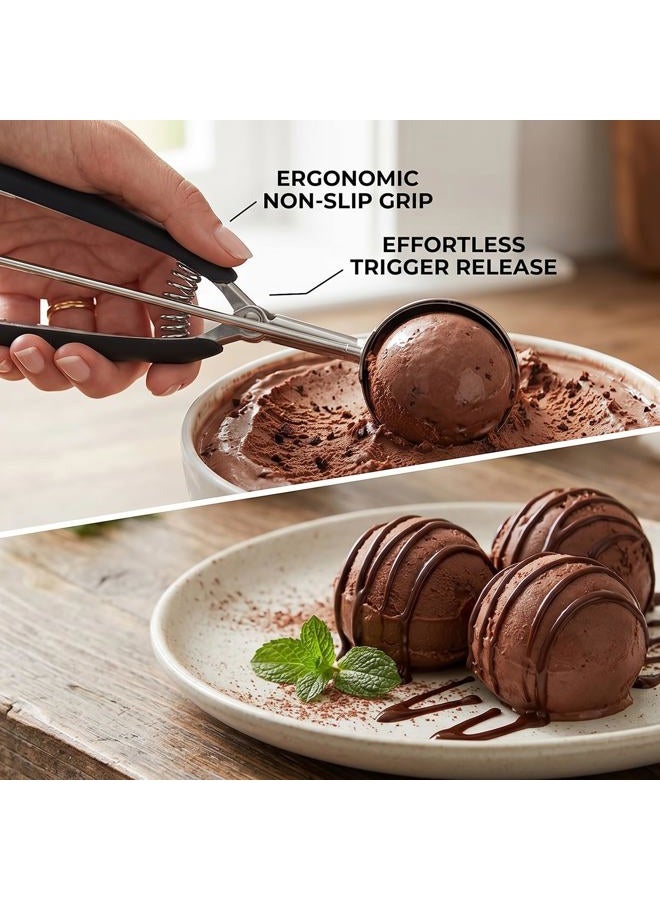 OSHLANT Ice Cream Scoop, 18/8 Stainless Steel Cookie Scoop, Cookie Scoops for Baking, 2.6 Tbsp/42ml/1.4 oz Cookie Dough Scoop, Ice Cream Scooper with Trigger Release, Cookie Scooper for Baking, Cupcake Scoop - Image 3