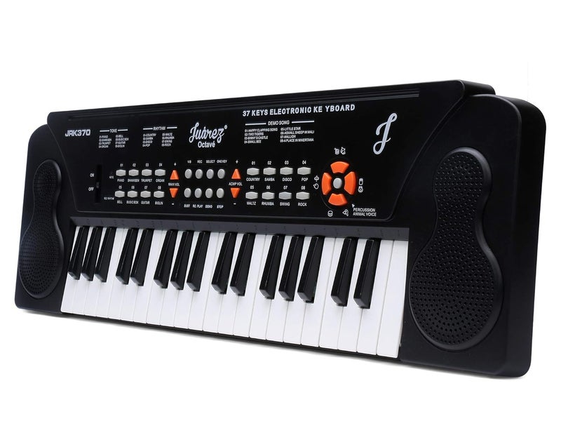 Juarez Octavé JRK370 37-Key Portable Electronic Keyboard Piano | 8 Rhythms | 8 Timbres | 8 Demos|4 Percussions | 4 Animal Voices | Adapter | Key Note Stickers - Image 2