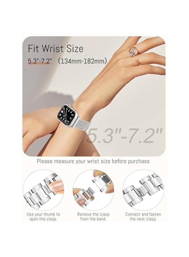 Arabest Silver Chain Watch Bands for Women Compatible with Apple Watch, Metal Cowboy Adjustable Bracelet Dressy Strap for iWatch Series 1-10, SE, Ultra1 2 - Image 5