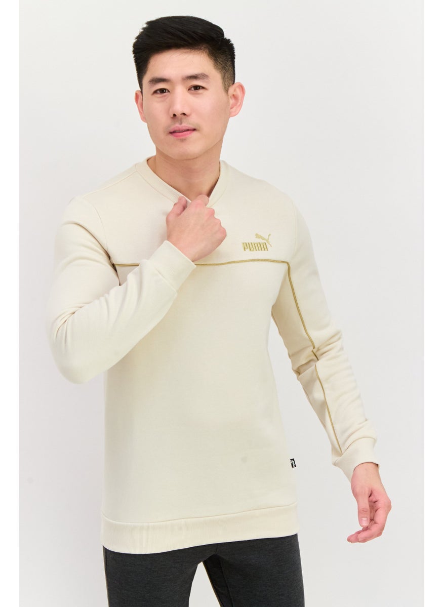 PUMA Men Sportswear Fit Long Sleeve Training Sweatshirt, Beige  - Image 1