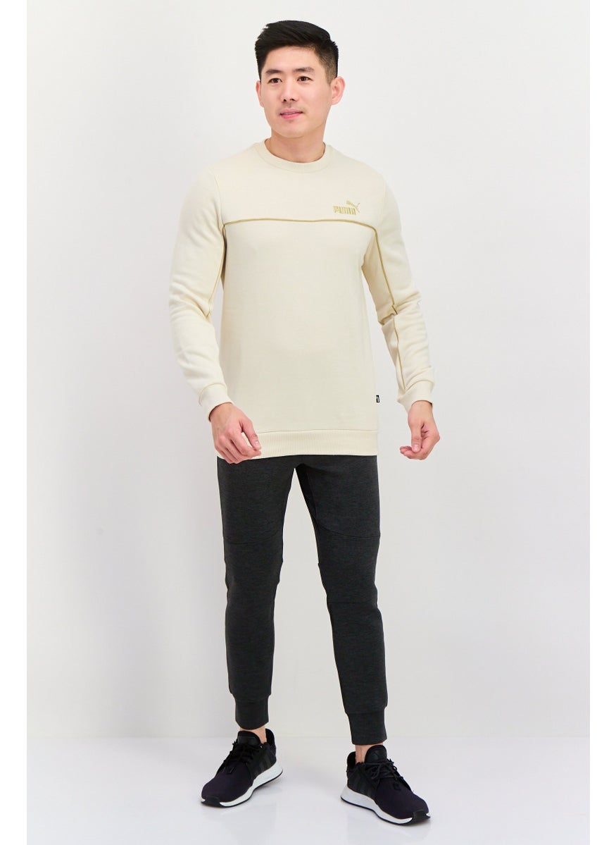 PUMA Men Sportswear Fit Long Sleeve Training Sweatshirt, Beige  - Image 3