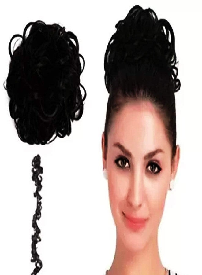 TJOM Women's Frill Hair Extension For Juda Bun Maker & Ponytail, Pack Of 1 (Black) - Image 5