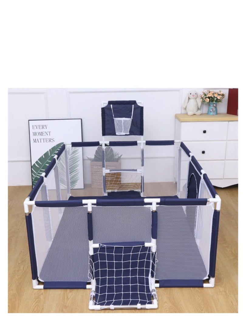 PENG GENERAL Large Baby Playpen with Safety Mesh, Indoor Ball Pit Area, Children's Fence Play Area Blue  - Image 4