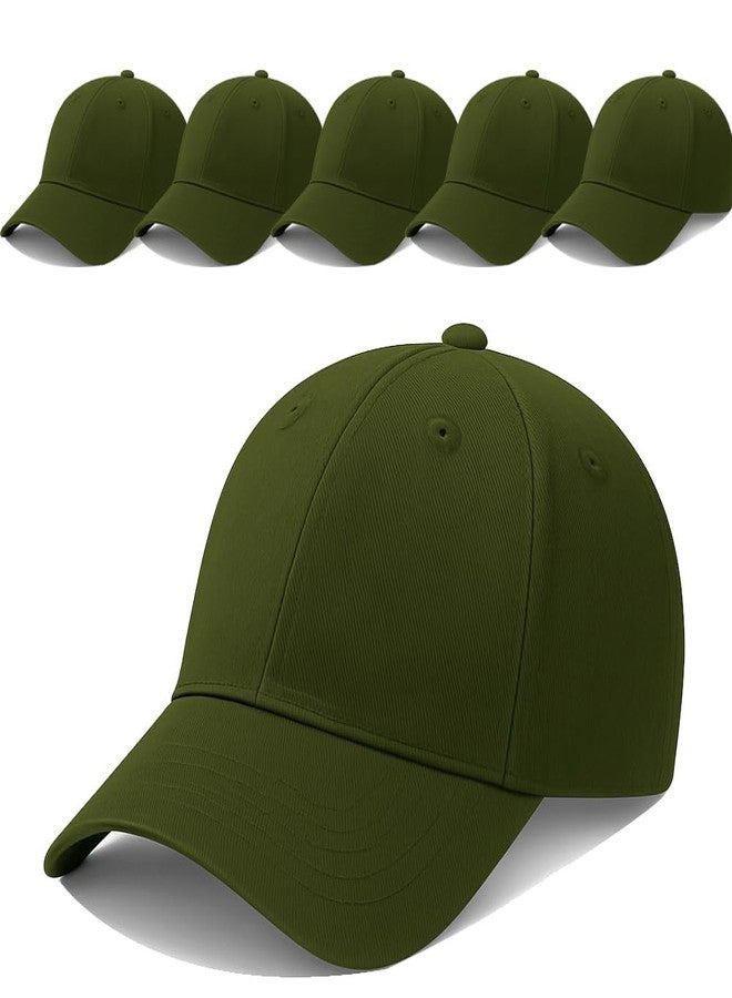 ENCIGER Unisex Cotton Baseball Cap Pack of 6 - Adjustable Solid Color Caps for Men & Women - Wholesale Lot for Bulk Purchase, Resale, Events, Outdoor Use (Olive) - Image 1