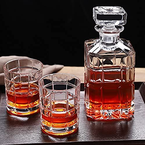 Foresta foresta 7 Piece Whiskey Decanter(1000ml) Sets,Non-Lead Whiskey Decanter with 6 Glasses(300ml),Crystal Bourbon Decanter Set,Scotch Decanter Set with Glasses,Whiskey Decanter Sets for Men  - Image 3