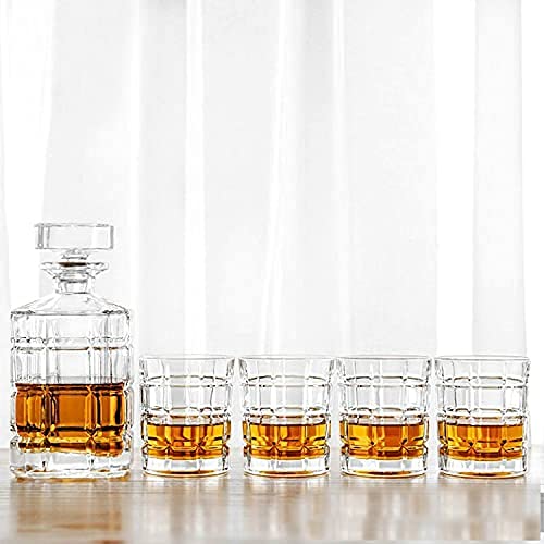 Foresta foresta 7 Piece Whiskey Decanter(1000ml) Sets,Non-Lead Whiskey Decanter with 6 Glasses(300ml),Crystal Bourbon Decanter Set,Scotch Decanter Set with Glasses,Whiskey Decanter Sets for Men  - Image 5