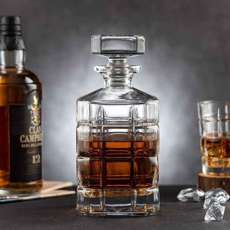 Foresta foresta 7 Piece Whiskey Decanter(1000ml) Sets,Non-Lead Whiskey Decanter with 6 Glasses(300ml),Crystal Bourbon Decanter Set,Scotch Decanter Set with Glasses,Whiskey Decanter Sets for Men  - Image 4