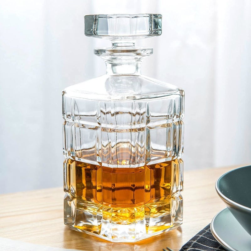 Foresta foresta 7 Piece Whiskey Decanter(1000ml) Sets,Non-Lead Whiskey Decanter with 6 Glasses(300ml),Crystal Bourbon Decanter Set,Scotch Decanter Set with Glasses,Whiskey Decanter Sets for Men  - Image 1