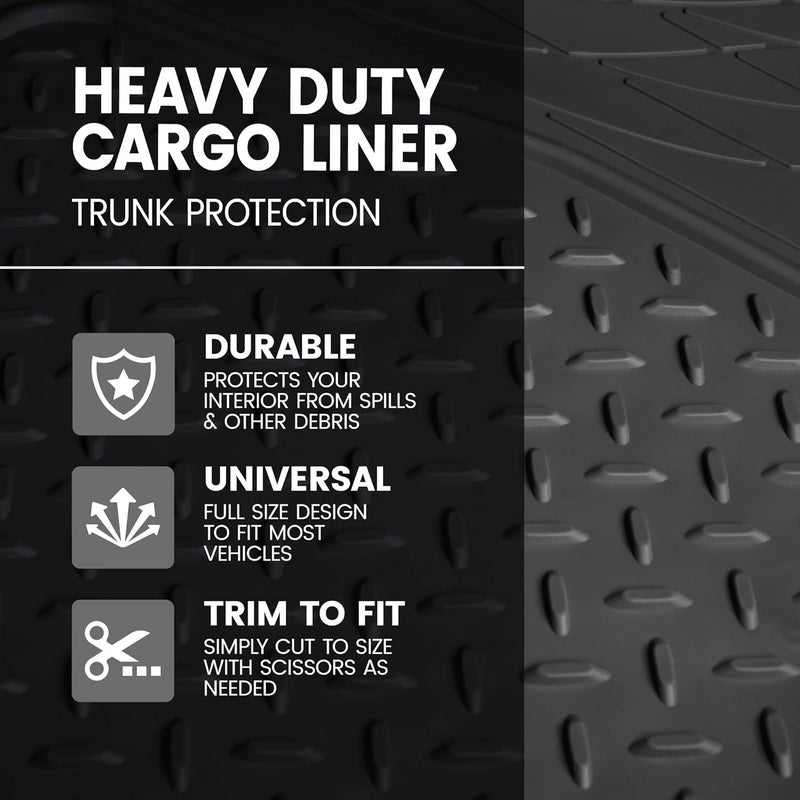 BDK -MT-785 Heavy Duty All Weather Cargo Mat, Trunk Protection to Fit and Durable HD Rubber Protection for Car, SUV, Sedan, Black - Image 2