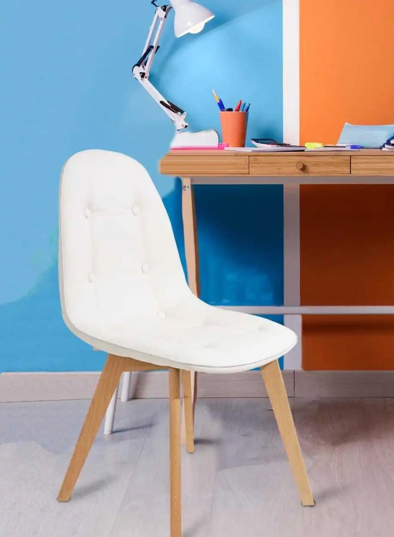 Taimi Modern Armless Solid Wooden Padded Seat Dining Chair, Office Chair, Desk Chairwith Back Rest Designer Chairs for Kitchen Home Office Lounge Living Room Cushioned White - Image 1